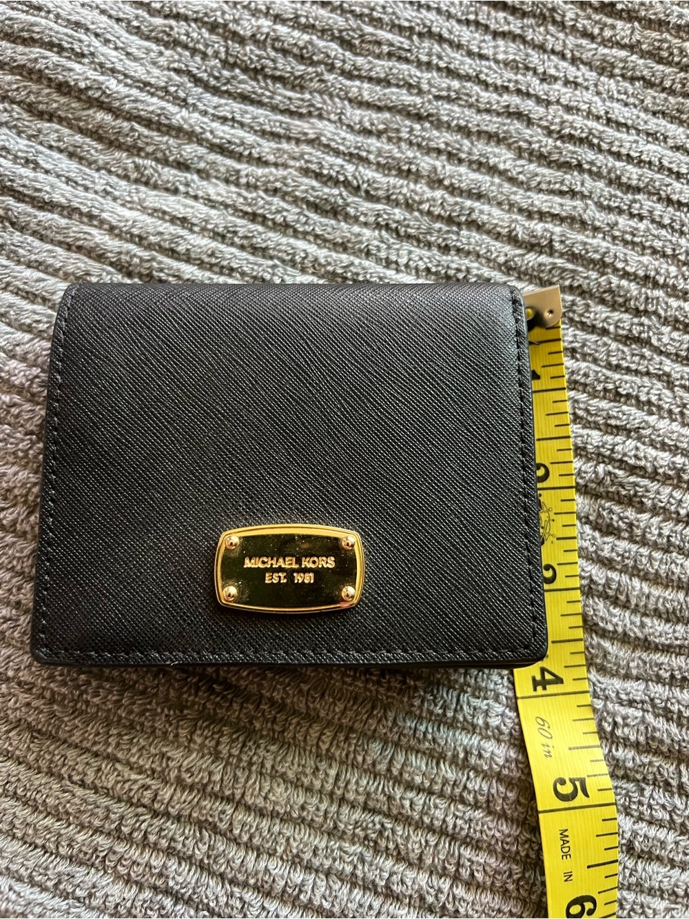 Michael Kors Black Card Holder with Gold Plaque